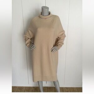 Boss Cream Cowl Neck Sweater Dress Wool Bland Size  XL